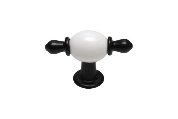 Ручка кнопка M6092.K.BLACK, материал Замак Керамика, цвет Чёрный, отделка Керамика Черный, 70*26*47 мм