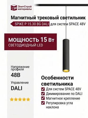 Магнитный трековый светильник SPIKE P 15.30 BG DALI