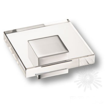 Ручка кнопка 15.383.55.07, материал Оргстекло Замак, отделка Хром Стекло, 55*55 мм