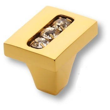 Ручка кнопка 0771-030-1, материал Латунь, отделка Золото Кристаллы Swarovski, 26*20*25 мм