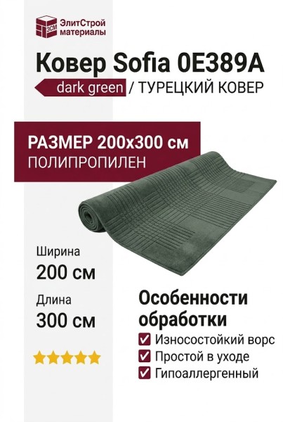 Ковер Sofia 0E389A dark green 200x300