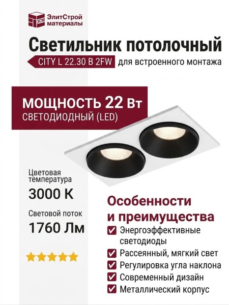 Светильник потолочный CITY L 22.30 B 2FW