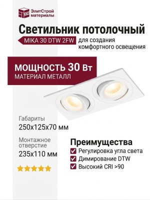 Светильник потолочный MIKA 30 DTW 2FW