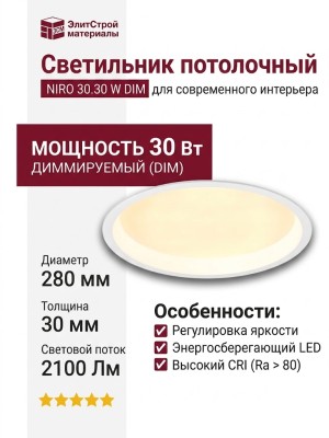 Светильник потолочный NIRO 30.30 W DIM
