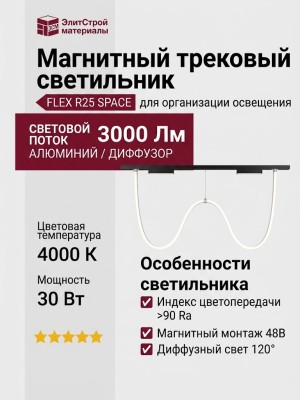 Магнитный трековый светильник FLEX R25 SPACE 50.30 B 4000