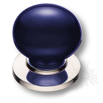 Ручка кнопка 3005-51-KOBALT PEARL, материал Замак Керамика, цвет Синий, отделка Керамика Никель, 35*d=32/32 мм