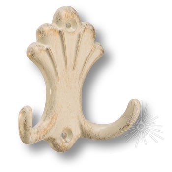Крючок 15.722.00.20, материал Замак, отделка Слоновая кость Золото, 20*62*65 мм