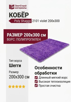 Ковер Poly Shaggy 2101 violet 200x300