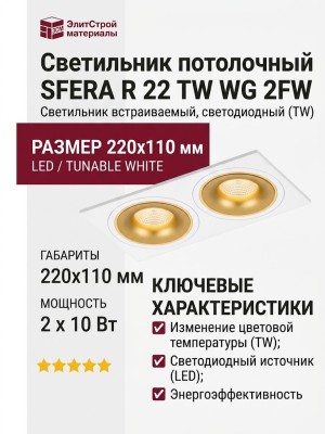 Светильник потолочный SFERA R 22 TW WG 2FW