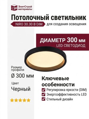 Светильник потолочный NIRO 30.30 B DIM