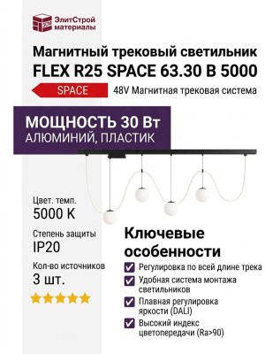 Магнитный трековый светильник FLEX R25 SPACE 63.30 B 5000