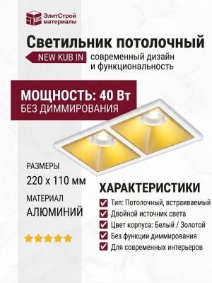 Светильник потолочный NEW KUB IN 22.40 G 2FW NO DIM