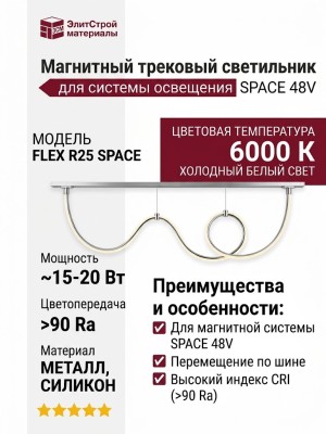 Магнитный трековый светильник FLEX R25 SPACE 75.30 B 6000