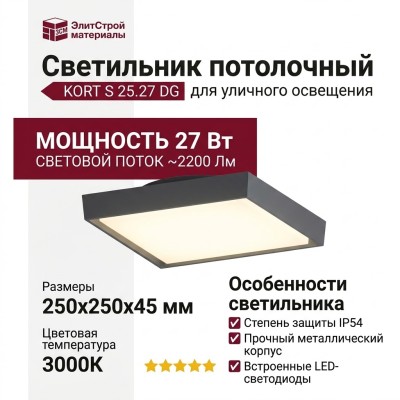 Светильник потолочный уличный KORT S 25.27 DG