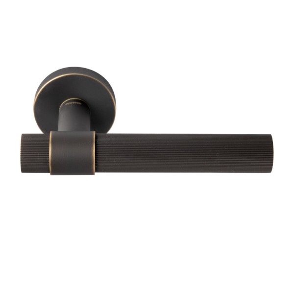 Дверная ручка на круглой розетке 332H Alya бронза затемненная, материал Латунь, отделка Бронза, 150*52 мм