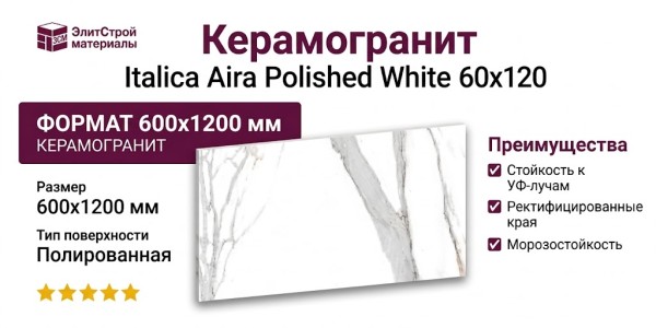Italica Aira Polished White 60x120