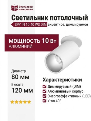 Светильник потолочный SPY IN 10.40 WS DIM
