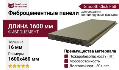 Фиброцементные панели Smooth Click F58