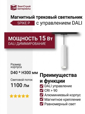 Магнитный трековый светильник SPIKE P 15.40 W DALI