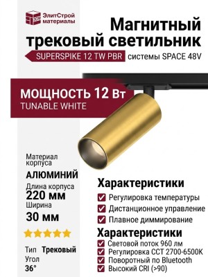Магнитный трековый светильник SUPERSPIKE 12 TW PBR