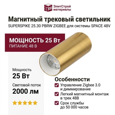 Магнитный трековый светильник SUPERSPIKE 25.30 PBRW ZIGBEE