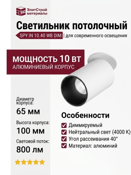 Светильник потолочный SPY IN 10.40 WB DIM