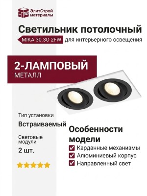 Светильник потолочный MIKA 30.30 B 2FW
