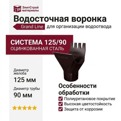 Водосточная воронка Grand Line, коричневая (RAL 8017)