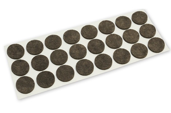 Подпятник самоклеящийся (лист 24 шт) 168001424, цвет Коричневый, отделка Фетр, d=28 мм