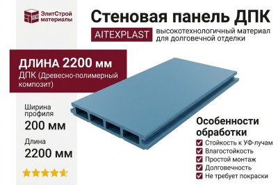 Стеновая панель ДПК AITEXPLAST синего цвета