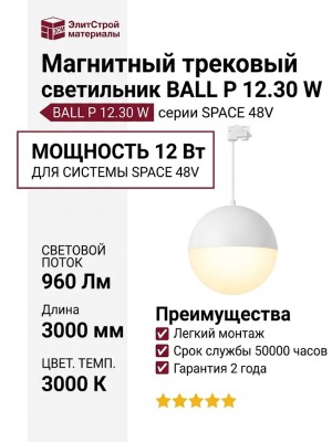 Магнитный трековый светильник BALL P 12.30 W