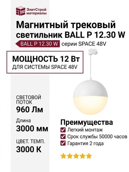 Магнитный трековый светильник BALL P 12.30 W