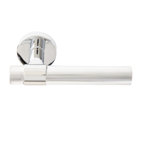 Дверная ручка на круглой розетке 331D Alya хром глянец, материал Латунь, отделка Хром, 150*52 мм