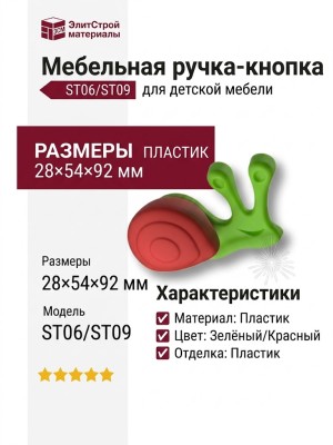 Ручка кнопка 483025ST06/ST09, материал Пластик, цвет Зелёный, отделка Пластик, 28*54*92 мм