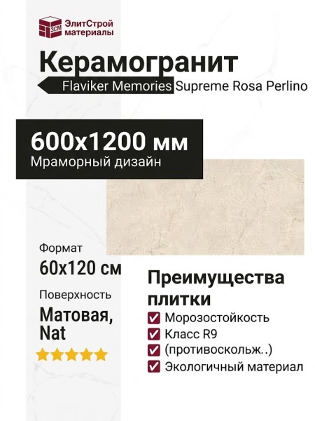 Flaviker Memories Supreme Memories Rosa Perlino Nat Ret 60x120 PF60011837