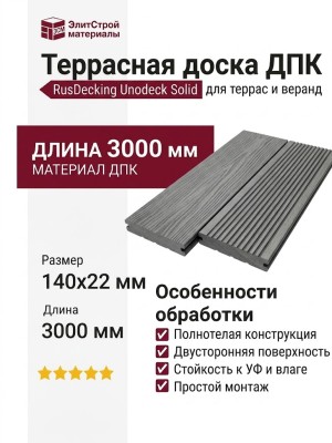 Террасная доска ДПК RusDecking Unodeck Solid - Серый