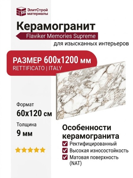 Flaviker Memories Supreme Memories Bianco Vagli Nat Ret 60x120 PF60011838