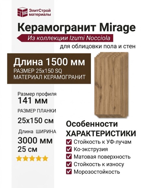Mirage Izumi Nocciola Autentico IZ 06 SP SQ 25x150 CAM6