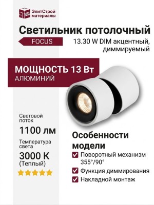 Светильник потолочный FOCUS 13.30 W DIM