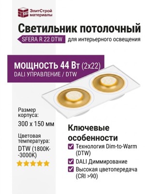 Светильник потолочный SFERA R 22 DTW WG 2FW DALI