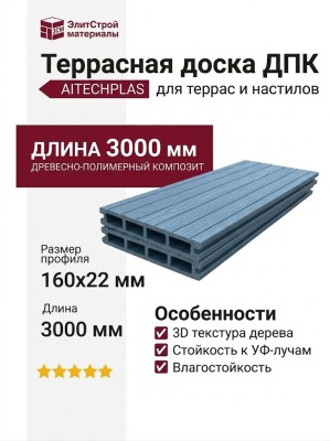 Террасная доска ДПК 3D AITECHPLAS 160x22 синяя