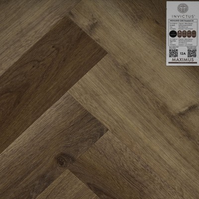 Кварцвиниловая плитка Invictus коллекция Maximus DryBack Herringbone 34 Highland Oak Roasted
