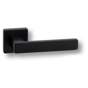 Дверная ручка на квадратной розетке "FOSIL" HA124RO11 AL6, материал Замак, отделка Черный, 148*52*54 мм