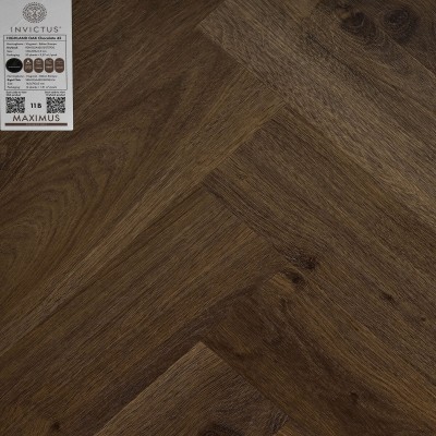 Кварцвиниловая плитка Invictus коллекция Maximus DryBack Herringbone 42 Highland Oak Chocolate