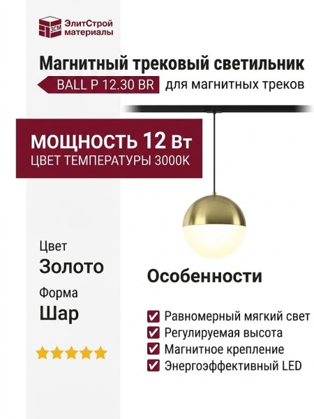 Магнитный трековый светильник BALL P 12.30 BR