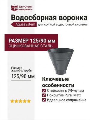 Водосборная воронка круглая Aquasystem RR 23 Маренго матовая 125/90