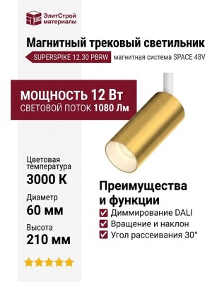 Магнитный трековый светильник SUPERSPIKE 12.30 PBRW DALI