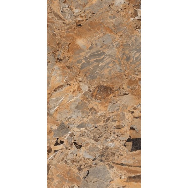 Керамогранит Maimoon Ceramica (Маймун Керамика) HG Glossy Breccia Fantastico Brown HGGF00007 160x80 см, глянцевый