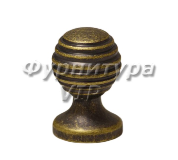 Ручка кнопка PAMUKKALE-24 25 мм античная бронза, материал Латунь, отделка Бронза, 38*d=25 мм