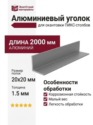 Алюминиевый уголок длиной 2 метра